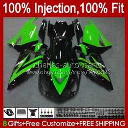 Injection Bodys For KAWASAKI NINJA ZX 14R 14 R ZZR 1400 CC ZZR1400 06 07 08 09 10 11 4No.60 ZX14R ZZR-1400 06-11 ZX-14R 2006 2007 2008 2009 2010 2011 OEM Fairing green stock