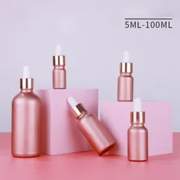 Matte Rose Gold Pink Glass Cosmetics Essential Oil Bottles 5-100 ml för sminkvård