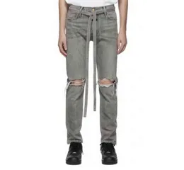 Justin Fog Bieber's SmaSe Spodnie Feel of Boga Sezon 6 Streamer Zipper Używane Dark Grey Jeans Men