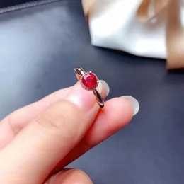 Pierścienie klastrowe Weainy Natural Ruby Ring S925 Srebrny Srebrny Rose Gold Red Red Kamień Biżuterii