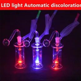 LED light mini Glass beaker Bong Portable smoking Water Pipe Inline matrix Perc Smoking Hookah Pipes with 10mm glass oil burner pipe