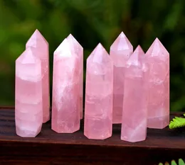 Cristal De Crystal Obelisk Tower, Crystal Healing, Reik, Grades Natural Rosa Quartz Estatueta Esfera Pedra Pedra Pé Standing 6 Facet Solteiro