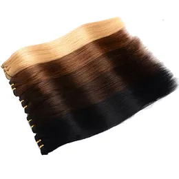 Clip In Human Hair Extensions Straight Double Weft Naturlig Svart Färg 7Pieces / Set 120gram / Pack