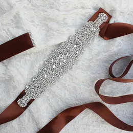 Wedding Sashes Silver Clear Crystal Bridal Belt Rhinestones Flower Sash For Prom Props Luxury Hundreds Of Diamond Belts