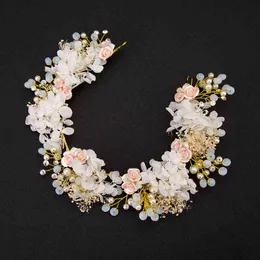 手作りの高級プロムの結婚式のアクセサリー髪のジュエリーブライダルの花のヘッドドレスパールビーズのヘッドピース