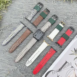 Mode ontwerper horloge riemen 38 40 41 42 44 45 mm voor slimme horloges serie 1 2 3 4 5 6 Hoge kwaliteit reliëf lederen patroon banden Deluxe polsbandje horlogebanden
