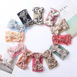 Süper Yumuşak Rahat Elastik Geniş Kafa Moda Baskı Ilmek Bebek Kız Hairband Yaylar Şapkalar Saç Aksesuarları