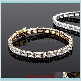 Tennis Jewelrytennis Chain Men Women 6Mm Bling Rec Zircon Fashion 18K Gold Rhodium Plated Hip Hop Bracelets Drop Delivery 2021 Myrne