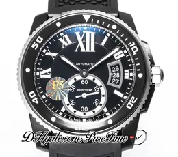 F5F DRIVE WSCA0006 1904-PS MC Otomatik Erkekler İzle İki Ton Pvd Çelik Siyah Dial Beyaz Roman İşaretleri Kauçuk Kayış 2021 42mm Süper 2658