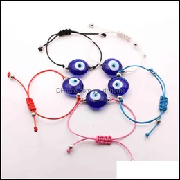 Charm Bracelets Jewelry European Adjustable Wax Rope Turkish Blue Glaze Evil Ey Bracelet Drop Delivery 2021 Uckam