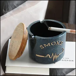 Ashtrays Smoking Accessories Household Sundries Home & Garden Resin Moden Windproof Ashtray With Lid For Tabletop Gift Friends El Outdoor De