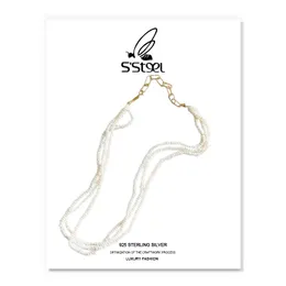 S'steel lyxiga halsband för kvinnor 925 sterling silver tre-lager sötvattenspärlhalsband Joyas de plata 925 Mujer smycken