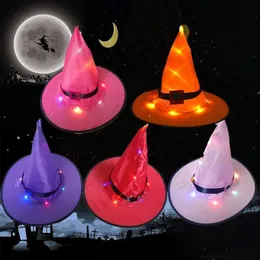 Party Hats Oświetlona Czarownica Kapelusz Bateryjnie Zasilany Wiszące Halloween Dekoracja Dla Ogrodu Kryty Odkryty TS2 Wakacje
