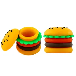 Hamburger Shape Wax Container Silicone Jar 5 Ml Silicon Containers Food Grade Jar Oil Holder For Vaporizer Dab Tool Storage