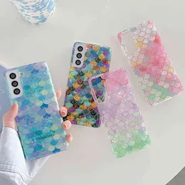 Fashion Cases Mermaid Fish Scales Shell Phone Cover For Samsung S21 Plus S20 FE S21 FE Note 20 Ultra Soft Silicone Back