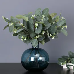 Decorative Flowers & Wreaths 43CM Artificial Eucalyptus Branches With Fruit Wedding Table Decoration Arrangement Fake Green Plants