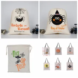 Saco de doces de Halloween Sacola de presente Bolsas Festival Festival Festival ou Truque Bolsa de Abóbora Impresso Bolsas De Lona Hallowmas Total de Drawstring Totes 9 estilos Gyl44