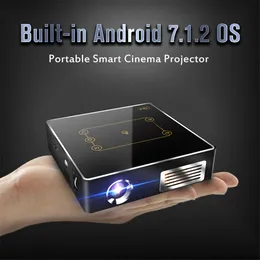 Android 7.1 OS Bärbar Smart Cinema Projector C9 Plus Avkodning Beamer 2.4G 5G WIFI 1000M Mini DLP-projektor Hemspel Mediaspelare