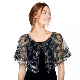 Wraps & Jackets Womens Sequins Shrug Shawl Wedding Dresses Cover Up Flapper Cape Ladies Beaded Shawls Evening Party Bridal