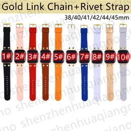 Fashion Watch Strap For Apple Watch Bands 7 6 4 5 3 SE Series iWatch 41mm 45mm 44mm 38mm Smart Straps Luxury Designer Leather Embossing Gold Links Rivet Flower Wristband