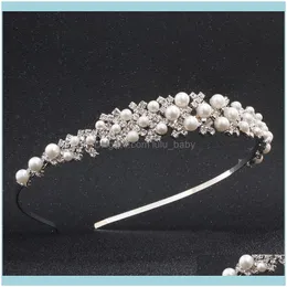 Headbands Jewelryfashion Princess Rhine Stone Tiara Bridal Prom Crown Girl Elegant Hairbands Pearl Crystal Wedding Hair Jewelry Headband Gif