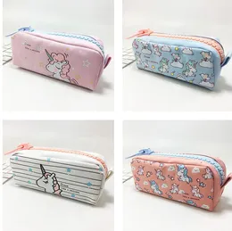 2021 Big Zipper Unicorn Pencil Case Big capacity Canvas School Pencil Bag Storage bag pen Pouch School Supplies Stationery Estuches