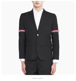 2022 Fashion Brand Formal Blazer Men British Casual Suit Men's Jacket Spring And Autumn Striped Black Business Wool Coat