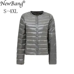 Bang Brand Women's Down Jacket Ultra Light Women Collar-Less Coat Feather Lightweight Portable Tun Slim S 211008