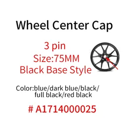 100pcs 75mm 3pin Wheat Car Wheel Covers Center Hub Caps New Black Rims Cover Cap Sticker A1714000025 Auto Accessories