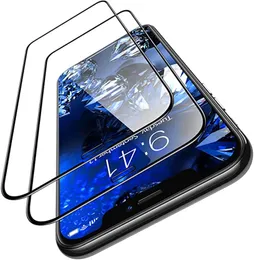 Full Lim Tempered Glass Protectors 3d 9h Screen Cover Explosionssäkra skärmar Protector Film för iPhone 12 Mini 11 Pro Max Samsung S21 S21Plus S21ULTRA DHL