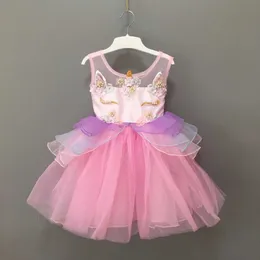 infant toddler girls unicorn party dress lovely baby kids flower embroidery birthday ball gown cosplay costume 210529