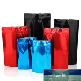 Wholesale 50pcs Glossy Black/Red/Blue Aluminum Foil Zip-lock Bag Doypack Snack Electronic Compenents Jewelry Panties Pack Bags