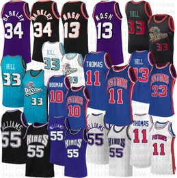 Retro Mesh Basketball Grant 33 Hill Dennis 10 Rodman Jersey Isiah 11 Thomas Steve 13 Nash Barkley Jason 55 Williams Trikots