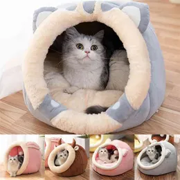 Cat House Pet Basket s Cushion Dog Bed Accessories Carpet Cozy Kitten Lounger Tent Mat Bag For Washable Cave 210722