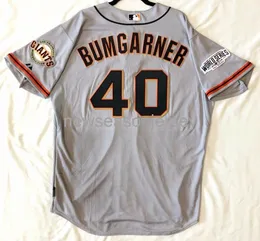 Zszywana koszulka retro #40 Madison Bumgarner Gray Jersey Men Men Kobiet Jersey Baseball Jersey XS-5xl 6xl