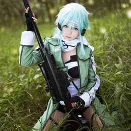 Svärd anime konst asada shino kostym militära kläder för kvinnor män sao pistol gale online cosplay kostymer y0903 s