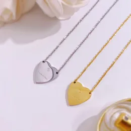 Pendant Necklaces Pendant Necklaces Europe America Fashion Style Lady Titanium Steel Engraved Letter 18K Plated Gold Necklaces Single Heart Pendant Jewelry