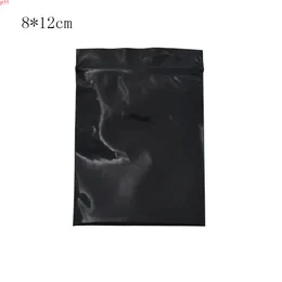 200pcs/lot 8*12cm Black Plastic Opaque Lucifugal Zip Lock Storage Pouches Self Seal Zipper Top Smell Proof Packaging Bagshigh quatity