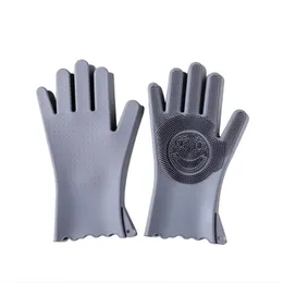 Heat Resistance Silicone Cleaning Gloves Pan Pot Dish Washing Multi-function Scrubber Rubber Wash Cloths