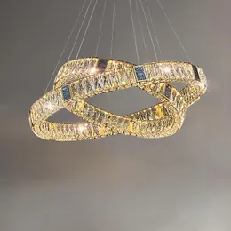 Chandeliers Art Deco Golden Silver Crystal Designer LED Hanging Lamps Chandelier Lighting Suspension Luminaire Lampen For Dinning Room