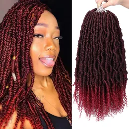 14" Bomb Twist Crochet Hair Spring Twists Crocheted Braids Passion Twisted Hair 24strands/Pcs looped Synthetic Braiding Hair Extension Fluffy Dreadlocks LS02