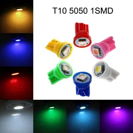 50 قطع السيارات t10 5050 1SMD الصمام المصابيح ل السيارات مصابيح السيارات أضواء أضواء قبة الجذع لوحة ترخيص ضوء 12 فولت
