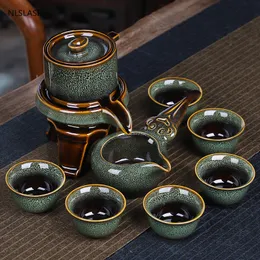中国絶妙な陶器怠惰な男茶セットポータブルストーン研削半自動磁器ティーウェア茶注入装置ストレーナーティーカップ