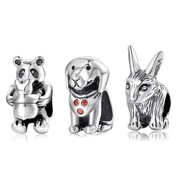 2021 Naprawdę 925 Sterling Silver Lovely Puppy Dog Bead Fit Jiuhao Charms Oryginalna Bransoletka Dog Animal DIY Biżuteria Dokonywanie Q0531