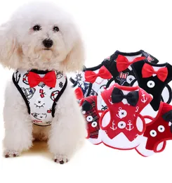 Small Dog Evening Dress Bowknot Waistcoat Harness Leashes Set Walking Pet Supplies