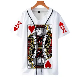 2021 Nowa Nowość Poker Baseball T Shirt 3D Mężczyźni / Kobiety Lato Krótki Koszulka Męskie Odzież Chłopcy / Dziewczyny Krótki Rękaw Śmieszne Koszulki G1222