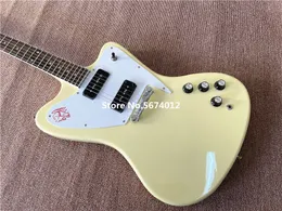 Custom Shop Non Reverse Fire Thunder Cream E-Gitarre Wrap-Around-Saitenhalter, schwarze P90-Tonabnehmer, weißes Schlagbrett, Eagle-Grafik