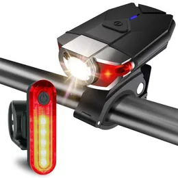 Bisiklet Işıkları Su Geçirmez Batarya Gece Bisiklet Işık Seti USB Şarj Edilebilir LED Bisiklet Far Taillight Plastik Yol Stand
