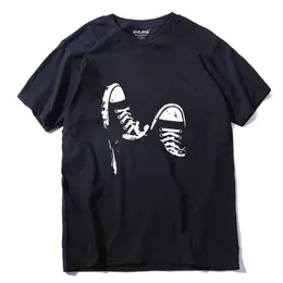 Coolmind 100% bomull Casual Kortärmad Skate Skor Män T-shirt Kall sommar T Man T-tee s 210629