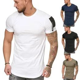 Sommar mode casual t-shirt mäns mode dragkedja ärm o -neck hip hop t-shirt topp bomull t-shirt herrens storlek m-5xl